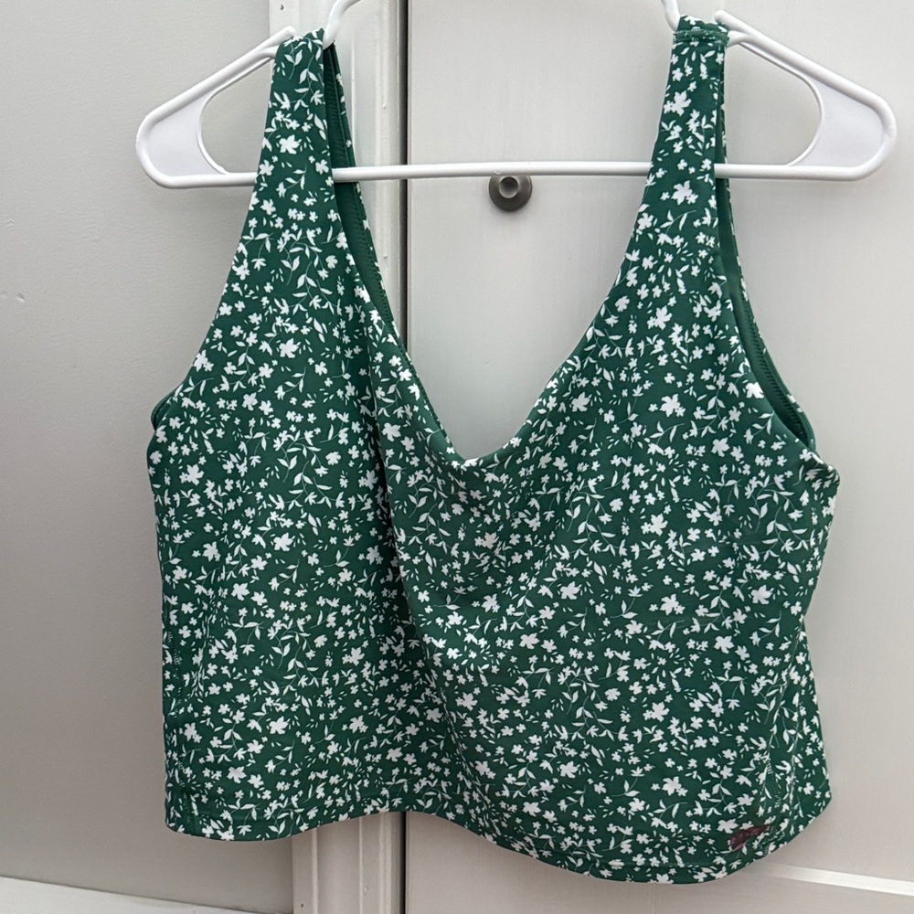 Old Navy Green and White Floral Tank Top